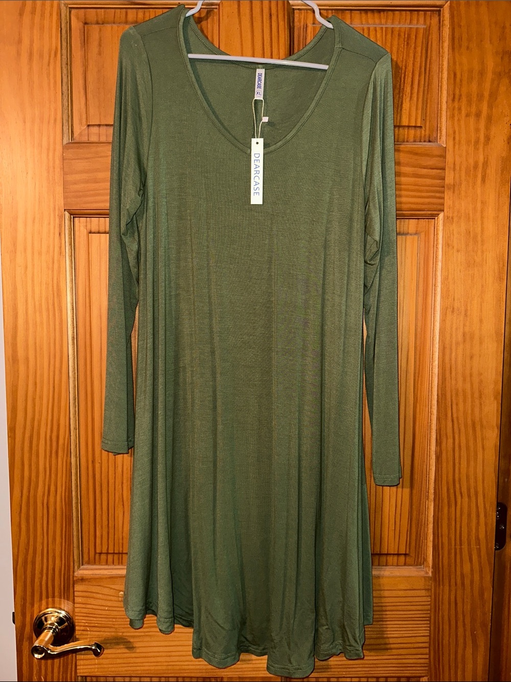 Olive Green Long Sleeve Swing Dress XL NWT